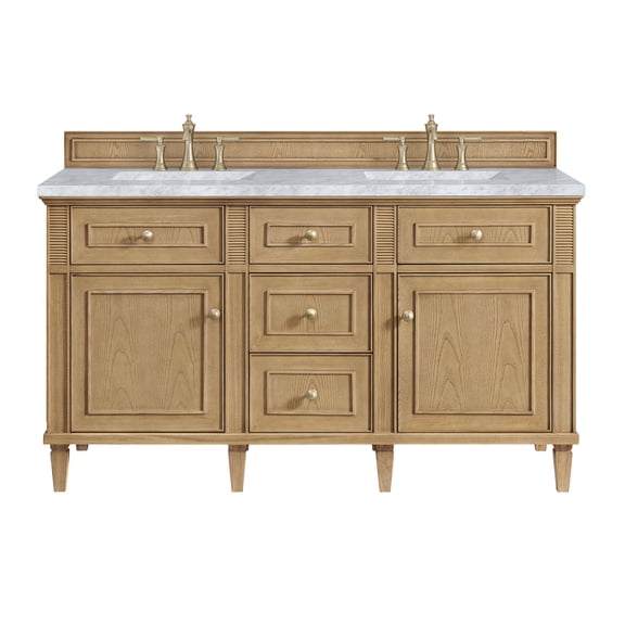 James Martin Vanities 424-V60d-3Car Lorelai 60" Double Basin Wood Vanity Set - Light
