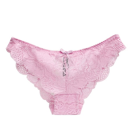 

iOPQO womens underwear Fashion Delicate Women Translucent Underwear Sheer Lace Tank Lace Underpant Pink L