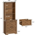 thumbnail image 4 of 2 Drawer File Cabinet with Lock, Wood Filing Cabinet fits Letter, Legal, A4 Size, Hanging File Folders, Farmhouse File Cabinets for Home Office with Adjustable Storage Shelf (Brown), 4 of 7