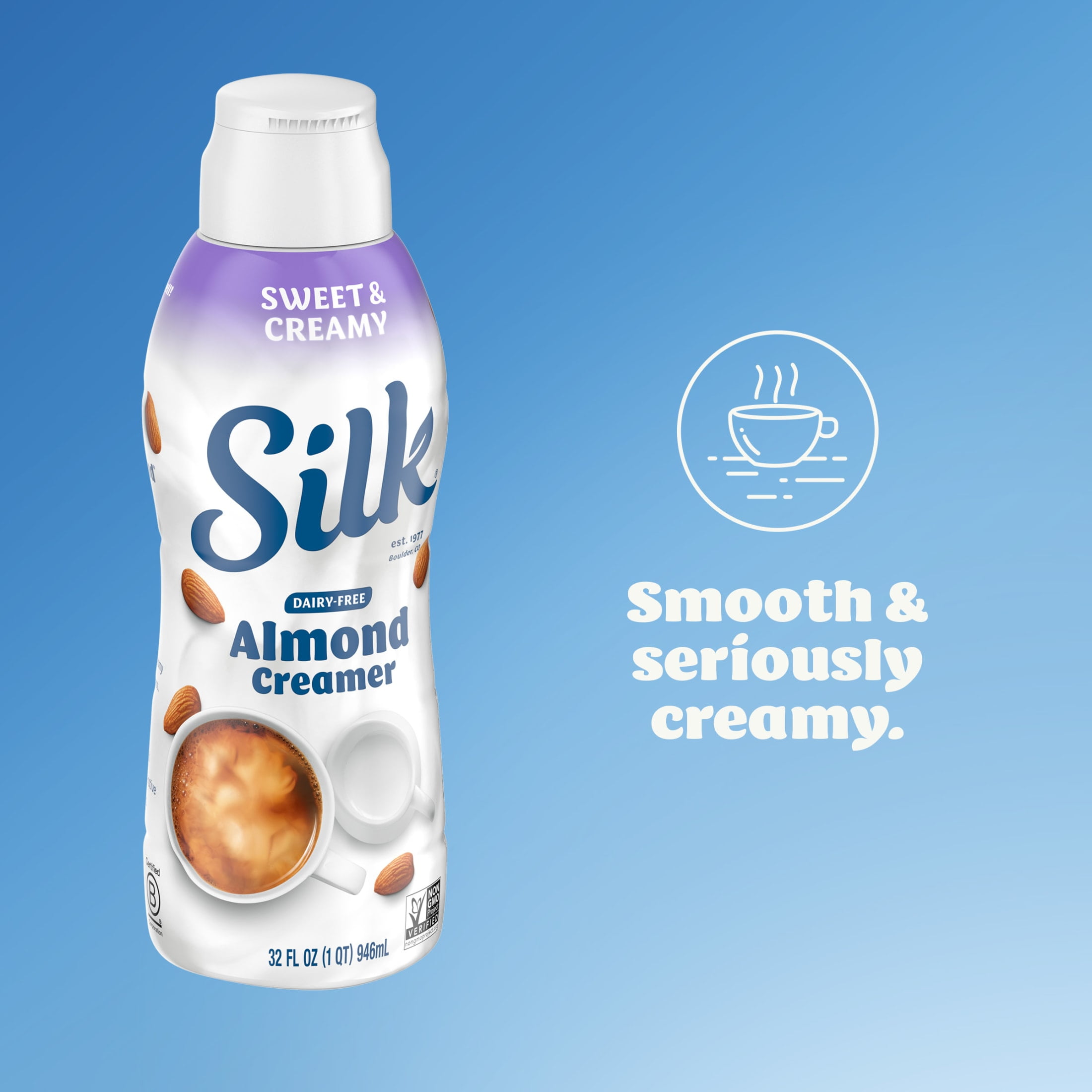 Silk Dairy Free, Gluten Free, Sweet and Creamy Almond Creamer, 32 fl oz Carton