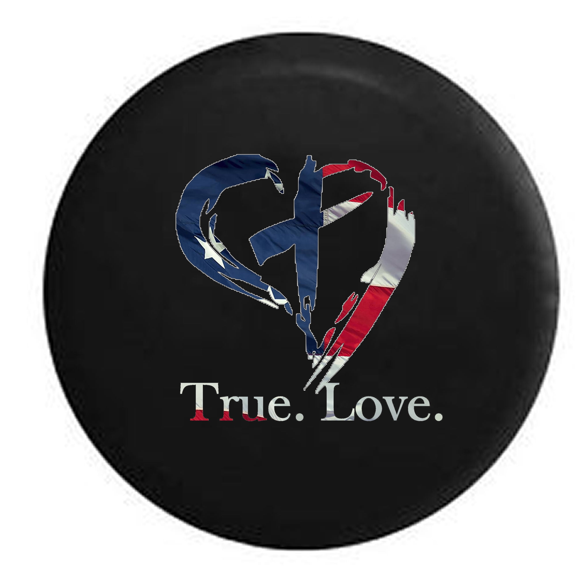 True Love Christian Cross in Heart God American Flag Spare Tire Cover for  Jeep RV 31 Inch