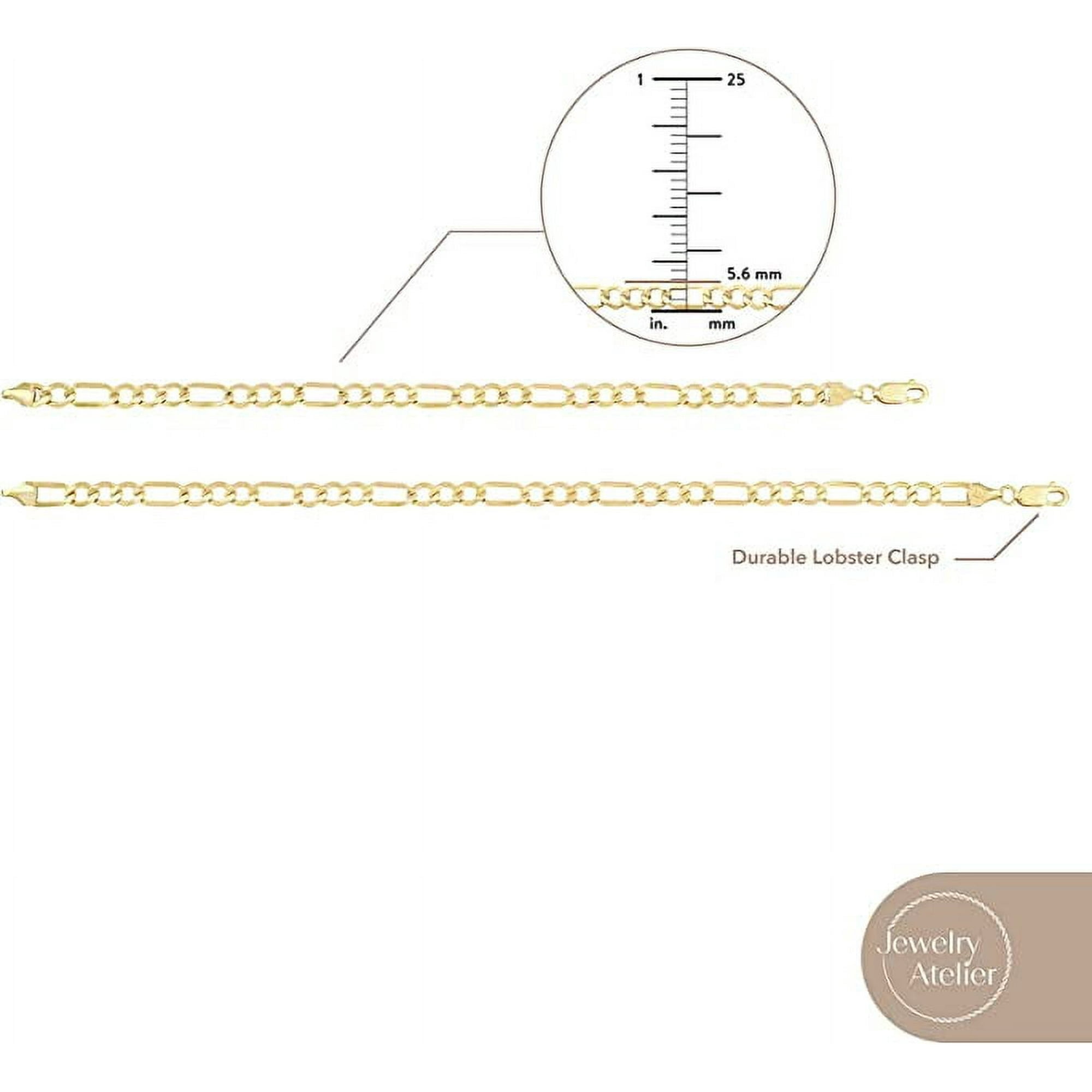 Jewelry Atelier Gold Filled Chain Bracelet Collection - 14K Solid Yellow Gold Filled Figaro Chain Bracelets for Women and Men with Different Sizes (4.7mm)