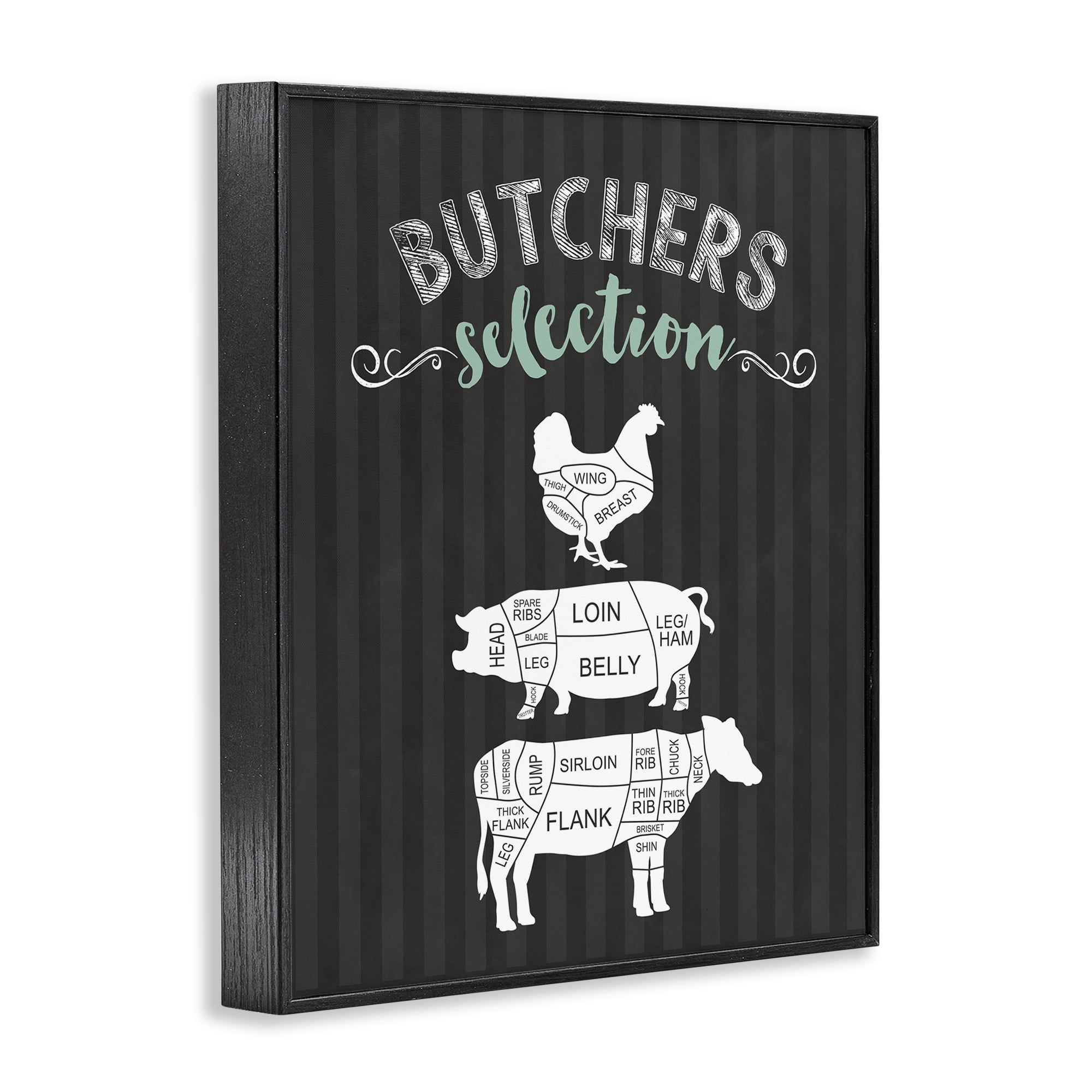 Butchers Selection Animal Sections Black Framed Giclee Art, design by Lettered and Lined