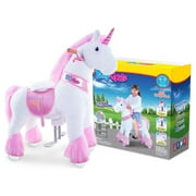 PonyCycle Kid-Powered Unicorn Ride-On Toy, No Battery, Smooth Wheels, Ages 4-7, Pink, U402