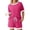 Hot Pink, variant on Womens Loungewear Sets 2 Pc Crew Neck Short Sleeve Ribbed Top with Drawstring Shorts Casual Set for Women