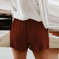thumbnail image 5 of Women's Shorts Cotton Casual Shorts Women'S New European Version Of Solid Color High Waist Fold Loose Straight Leg Pants,Red Women's Shorts M, 5 of 5