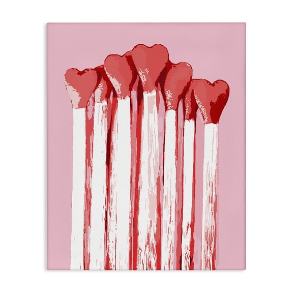 Stupell Industries Eclectic Pastel Pink Heart Matches Canvas Art, 16 x 20, by Lil' Rue