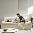 thumbnail image 3 of 90" Modern 3-Seater Sofa for Living Room Comfy Compact Apartment Couch with Removable Cushion, No Assembly Required, Beige, 3 of 10