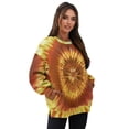 thumbnail image 7 of SCRAWLGOD Yellow Tie-Dye Womens Casual Crewneck Sweatshirts Long Sleeve Fashionable Tops Loose Fitting Pullovers with Drop Shoulder for Shopping Running, S, 7 of 7