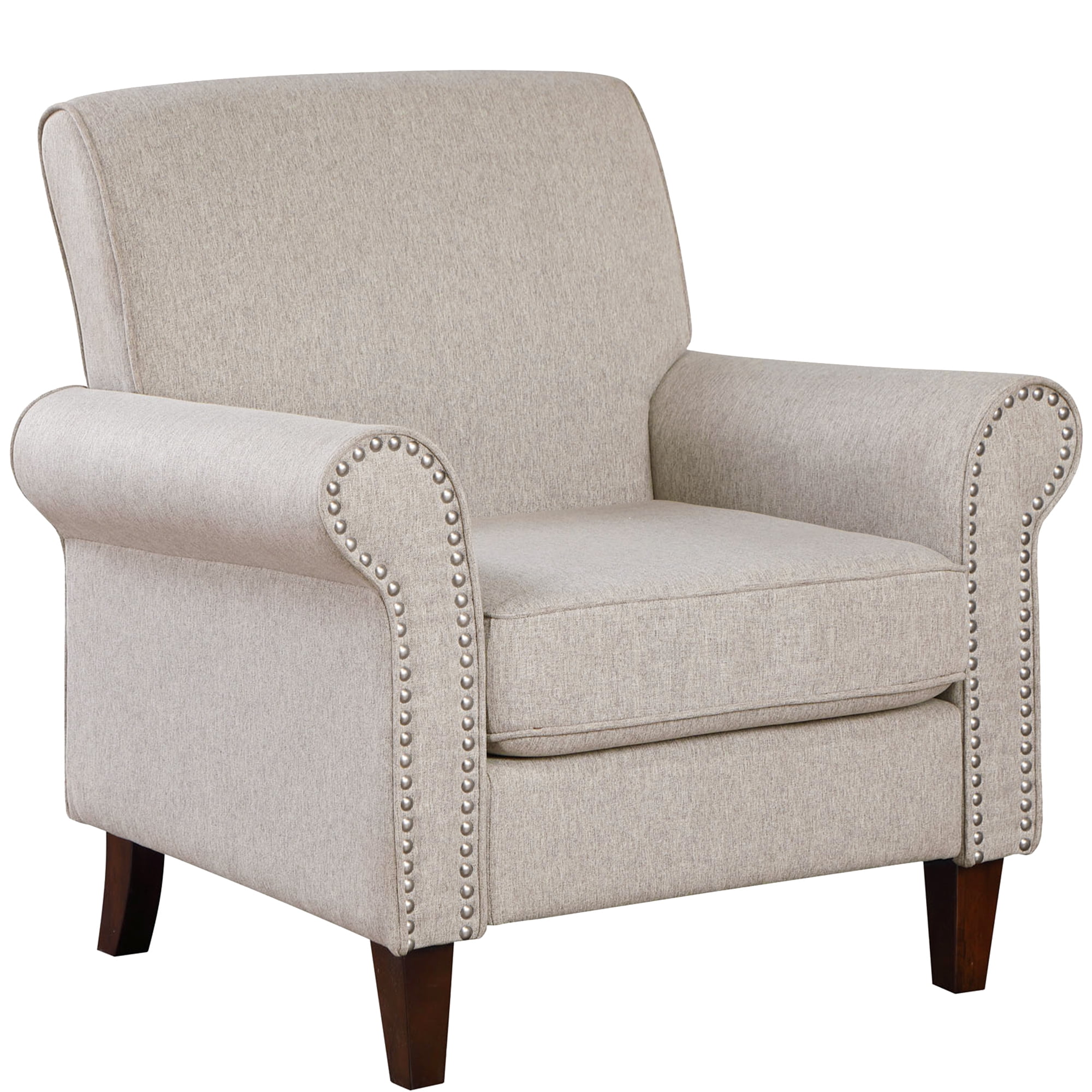 TrumanPick Mid-Century Accent Chair Single Sofa Reading Chairs Comfy Arm Chair Living Room Lounge Chiar, Beige