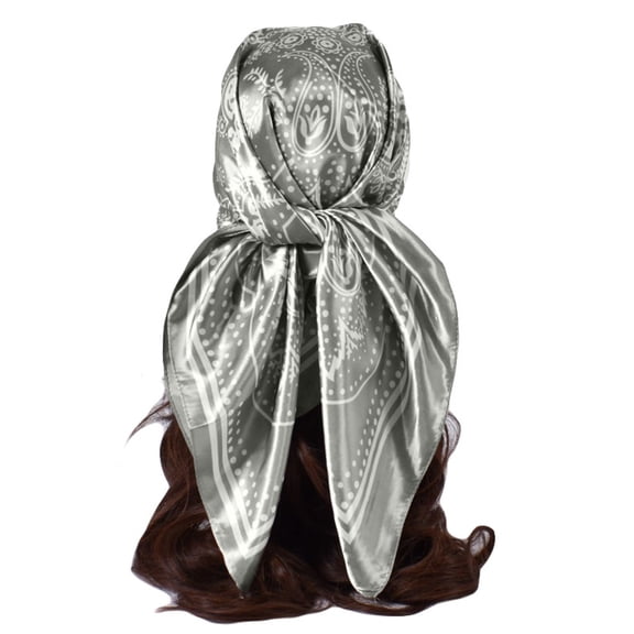 Vintage Paisley Print Square Silk Scarf for Women, 35-inch Large Fashion Neck Scarf, Lightweight Satin Head Scarf and Hair Accessory Light Green