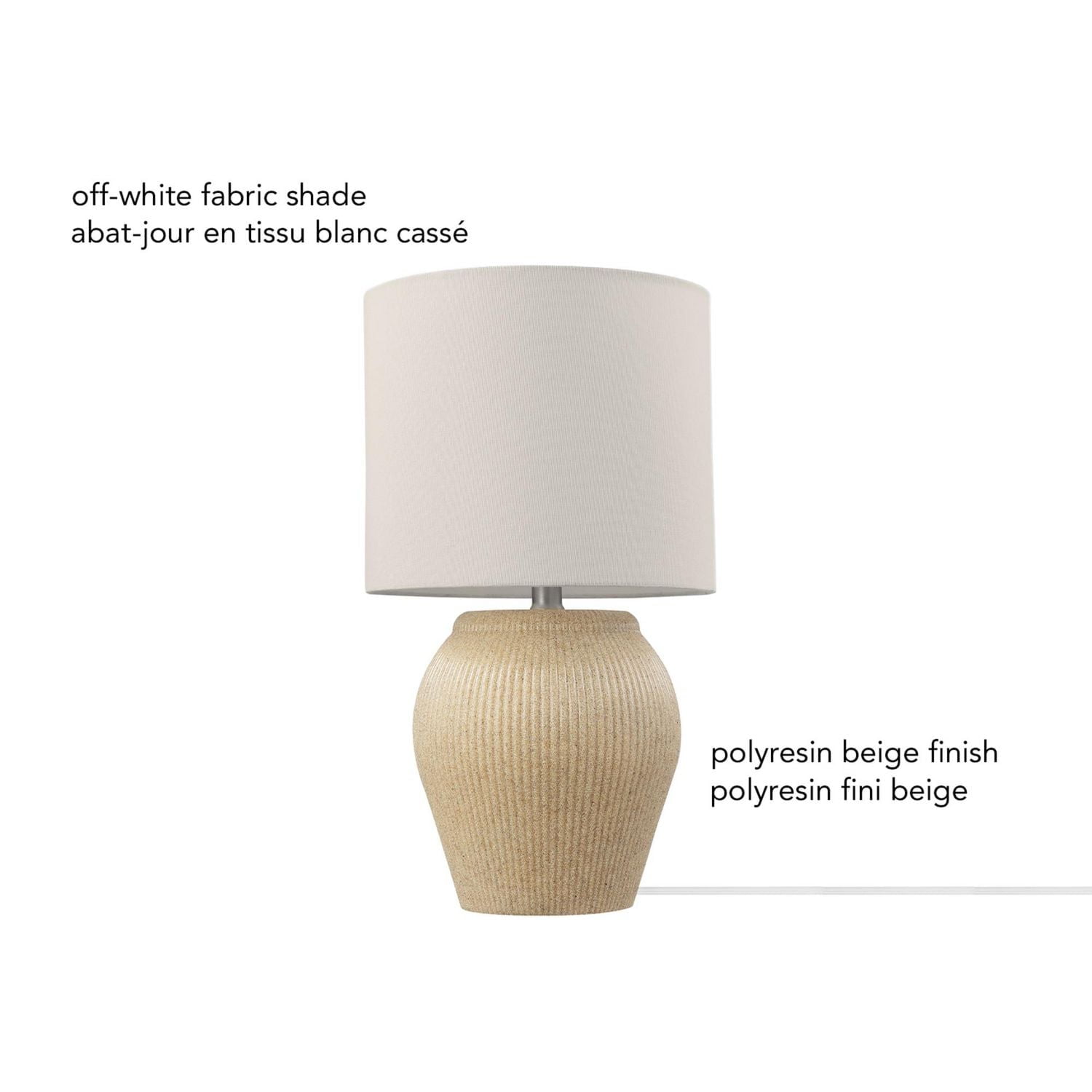 Lampe de table en céramique de 18 po beige/abat-jour lin blanc