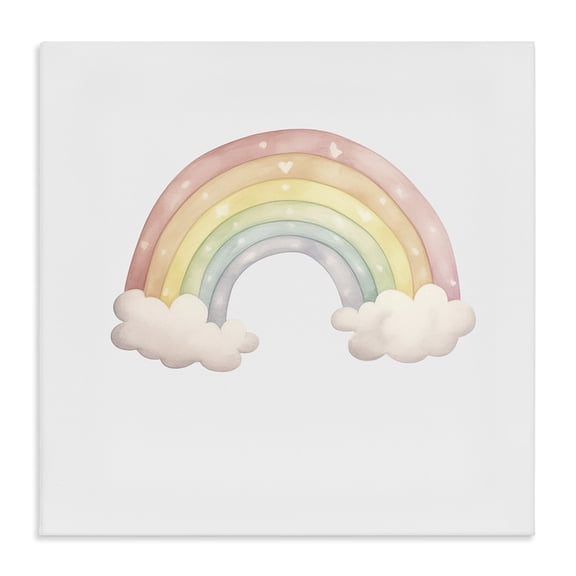 Stupell Industries Eclectic Dreamy Pastel Rainbow with Clouds Canvas Art, 17 x 17, by Karen Smith