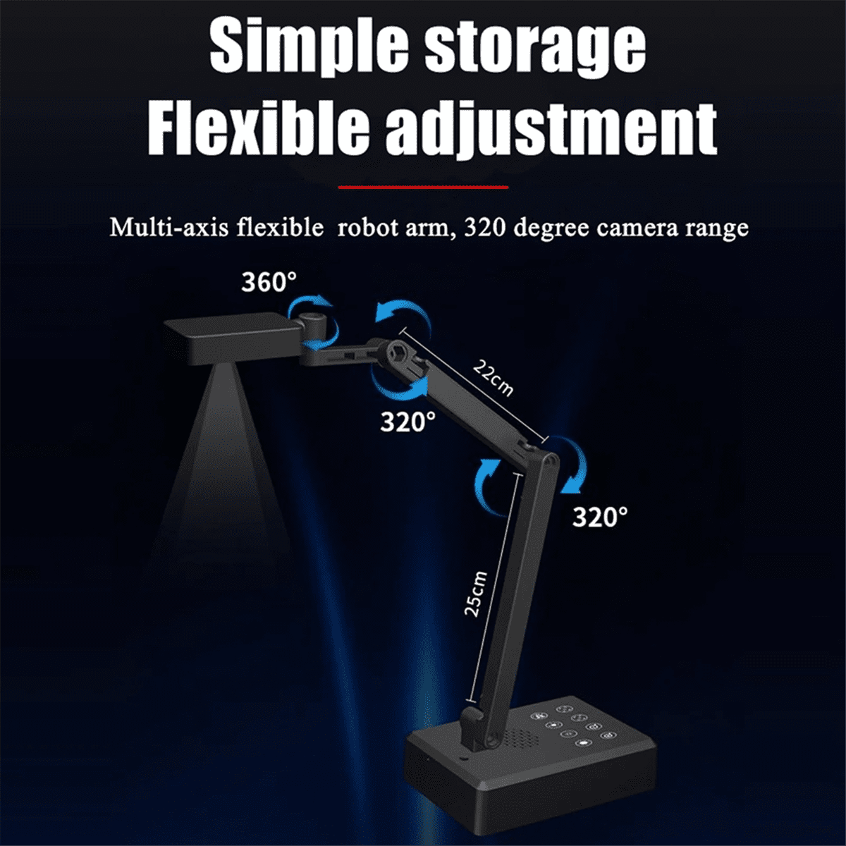 4K USB Document Camera 16MP Webcam Visualiser Image Invert Foldable for Live Demo Web Conferencing