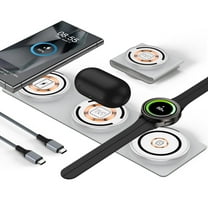 15W Samsung Wireless Charger Pad,3 in 1 Travel Foldable Watch 6 Classic Wireless Charging Station Phone Charger Stand Charging Mat Android Fast Charging dock Compatible for Samsung S25 Buds2 Pro Live