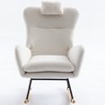 thumbnail image 3 of Modern Nursery Rocking Chair Soft Upholstered Teddy Rocker Accent Armchair With Pocket High Backrest For Living Room, 3 of 8