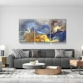 thumbnail image 4 of 3 Piece Abstract Wall Art Blue and Gold Clouds Paintings Smoke Wall Decor Texture Poster Modern Artwork Picture HD Canvas Print,Framed for Living Room Bedroom Bathroom, 12"x16"x3 Panels, 4 of 7