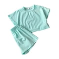 thumbnail image 3 of UAYOTSE Girls Summer Outfits 2 Piece Sets Short Sleeve Shirts and Shorts Set Kids Clothes,Sizes 12-18 Months, 3 of 8