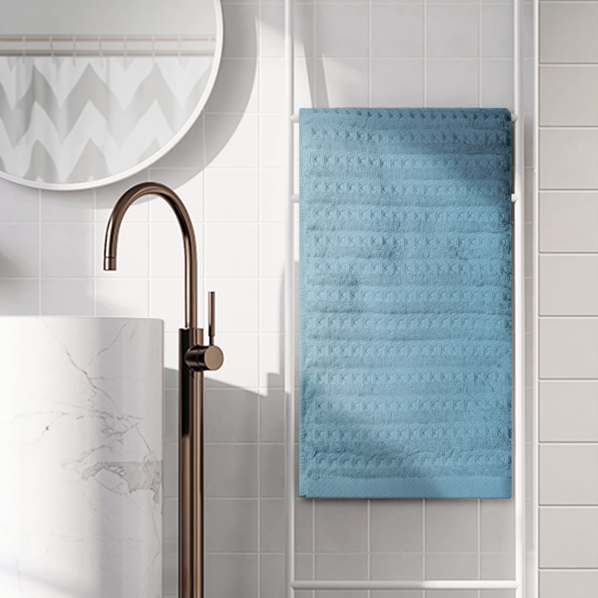 Unique Bargains Hand Towels 14" x 28" Soft Absorbent Towel Sets for Bathroom Hotel Kitchen Blue 2pk