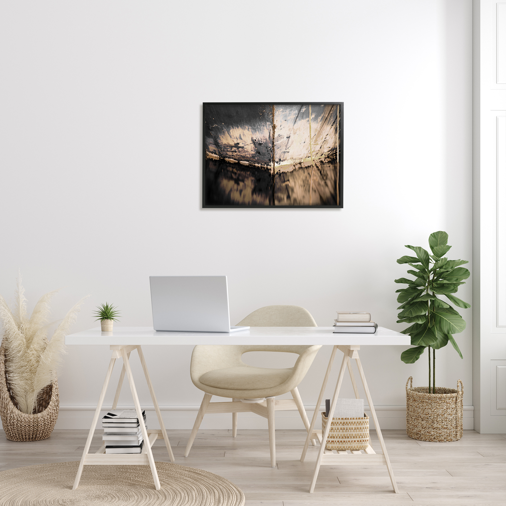 Stupell Industries Abstract Boat Underside Reflection Distressed Murky Lake Coastal Painting Black Framed Art Print Wall Art, 24 x 30, Design by Melissa McClain