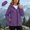Purple, variant on Women's Softshell Jacket Outdoor Hiking Windproof Jacket Crew Neck Long Sleeve Sherpa Fleece Retro Ethnic Print Fashion Casual Warm Coats S