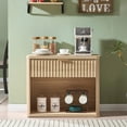 thumbnail image 5 of 2 Pack 31" Fluted Nightstand with Charging Station, Large 1-Drawer Natural Wood Bedside Table with Golden Handle, Large End Table for Bedroom, Living Room, Hallway, 5 of 10