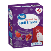 Great Value Valentine's Day Fruit Smiles, 33.6 oz, 42 Count