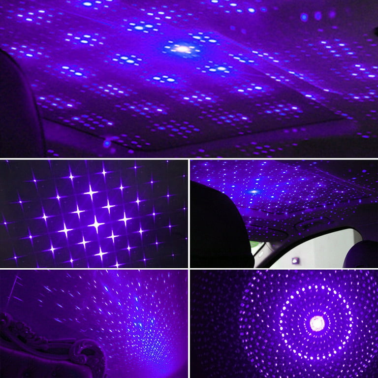 Fancy Star Projector Night Light, Auto Roof Lights, Adjustable Romantic Violet Blue Interior Car Lights, Portable USB Night Light Decorations for Car