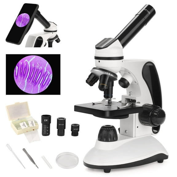 MAXLAPTER 40X-2000X Microscope for Adults Kids Beginners, Compound White Microscope with Slides Kit