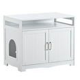 thumbnail image 6 of LHYY Litter Box Enclosure,Cat Litter Box Furniture with Hidden Plug,2 Doors,Indoor Cat Washroom Storage Bench Side Table Cat House,Large Wooden Enclused Litter Box House,White, 6 of 11