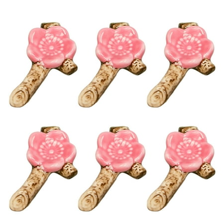 

6pcs Ceramic Chopsticks Rest Plum Blossom Spoon Fork Holder Chopsticks Pillow Rack (Style A Red)