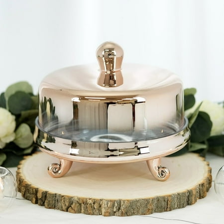 Efavormart Chrome Ombre Glass Cake Stand with Glass Dome Efavormart Chrome Ombre Glass Cake Stand with Glass Dome