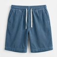 thumbnail image 5 of Men's Corduroy Shorts Elastic Waist Drawstring Cargo Short Multi-Pocket Lightweight Summer Casual Beach Shorts Blue XL, 5 of 7