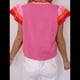 thumbnail image 4 of Suéter Ligero de Punto Holgado con Cuello Redondo Informal de Corta de Verano para Mujer. Rosa Roja L, 4 of 7