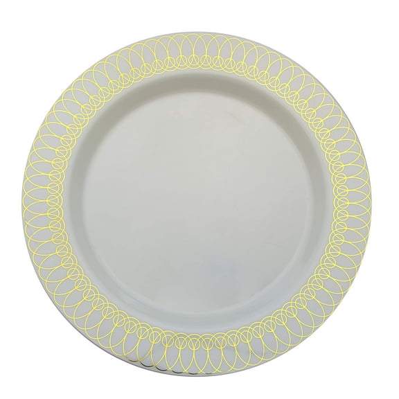 Exquisite Cream Gold Oval 14 Oz Plastic Soup Bowls 40 Ct Premium Disposable Wedding Bowls