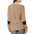 thumbnail image 3 of Unique Bargains Junior's Pullover Drop Shoulder Elbow Cat Patch Loose Sweater Pullover, 3 of 6