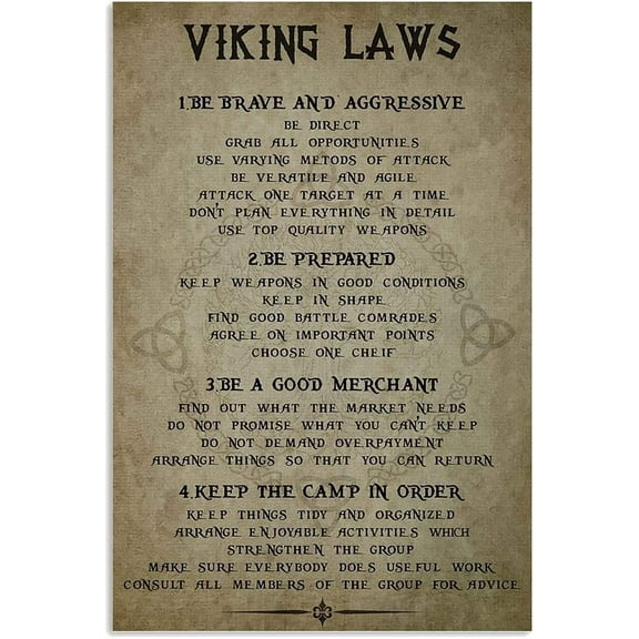 Vintage Metal Tin Sign Viking Laws Retro Poster Plaque Wall Art Decor for Home Living Room Garage Man Cave Farm Bedroom Wall Decor (Aluminum) Size: 8 x 12 inch