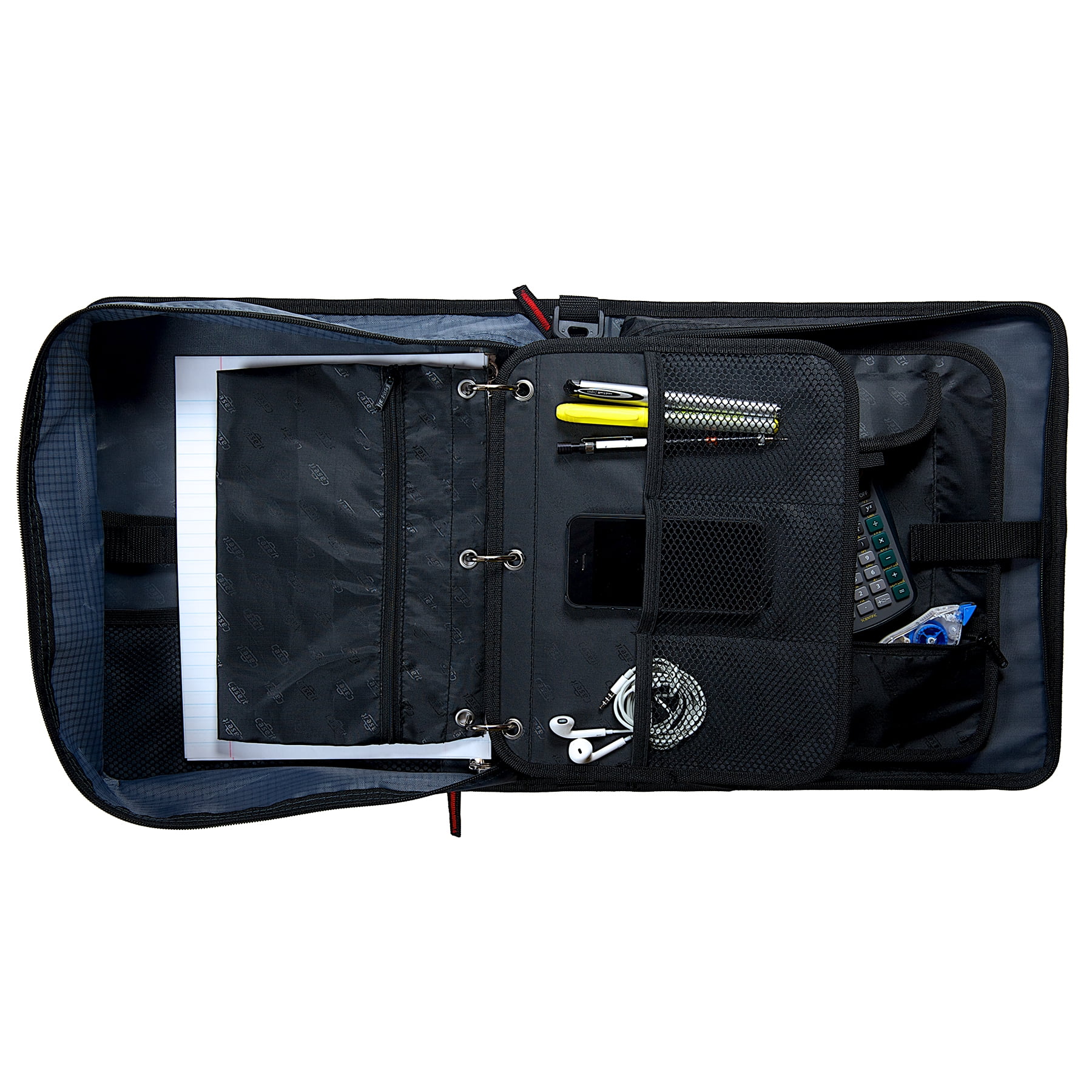 Case•it Dual-121-a, Binder 2-in-1 Zipper Binder, Black, Assembled product  height 13 x depth 3.14 x width 12.99, Handle and shoulder strap