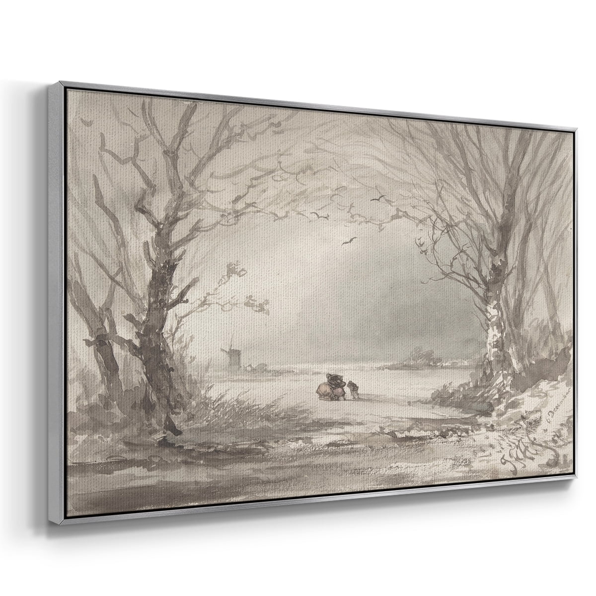 Vintage Landscape-CLXI By Wexford Home Framed in Silver Wood Gallery Wrapped Canvas 27 in. x 41 in.