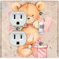 thumbnail image 1 of Metal Light Switch Wall Plate Outlet Cover (Teddy Bear Love Heart Flower Bouquet Balloon Present Tan - Single Duplex Single Toggle), 1 of 2
