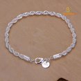 thumbnail image 2 of Bh nueva pulsera de diseño de cuerda trenzada de plata esterlina 925 para hombre/mujer Unisex, 2 of 3