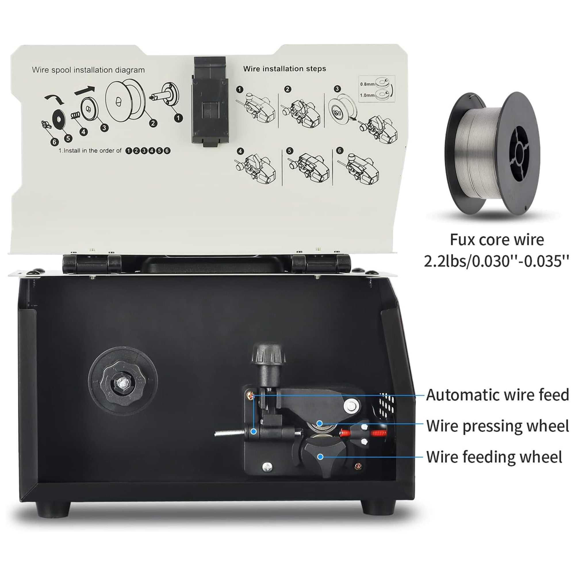 AZZUNO 110V MIG Welder 130A Flux Core Gasless Welding Machine IGBT Inverter Welder Portable Wire Feed Welder