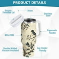 thumbnail image 2 of Yayeee 30oz Double-Wall Insulated Stainless Steel Tumbler with Handle Bottle, Beige Birds, 2 of 8