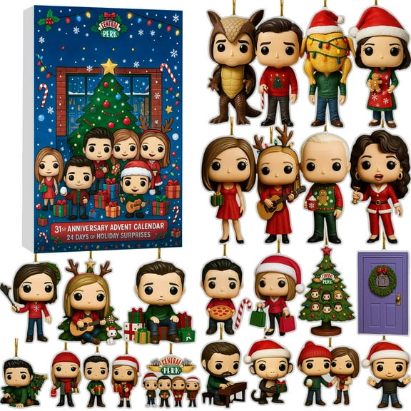 2025 Friends Theme Christmas Advent Calendar with 24 Surprise Gifts, Holiday Countdown Calendar for Kids, Buddy Doll Collection