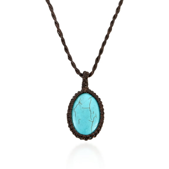 Charming Turquoise Stone Oval Nest Handmade Necklace