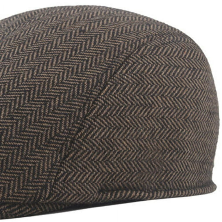 Men Ivy Gatsby Newsboy Cap - Classic Wool Blend Tweed Flat Cap Cabbie Hat Men