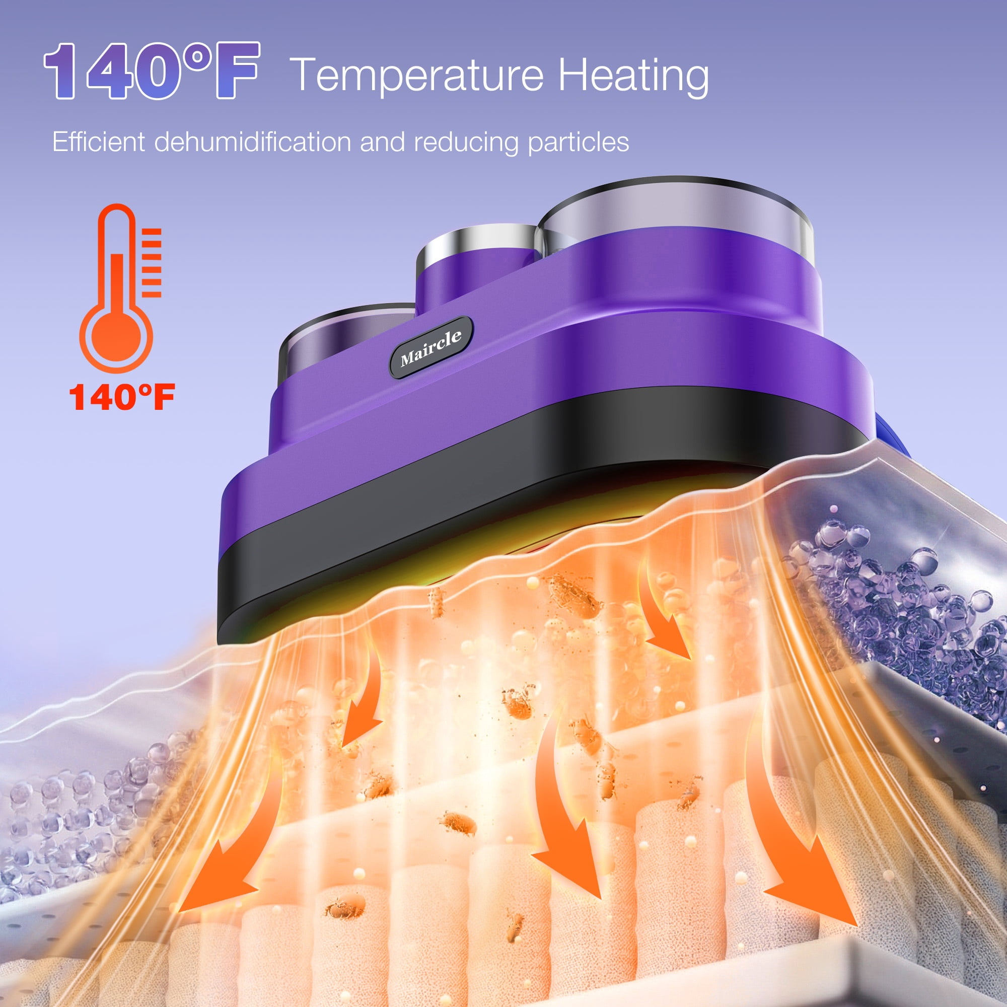 Maircle Mattress Vacuum Cleaner, Corded Bed Vacuum with 253.7nm UV-C Light, Ultrasonic & High Heating 16Kpa Powerful Double-Cup Handheld Vacuum for Bed, Sofa, Couch
