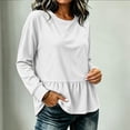 thumbnail image 2 of Lmnyox Women's Sweatshirts Crew Neck Solid Color Peplum Long Sleeve Pullover Fall Fashion Sweatshirts, 2 of 6