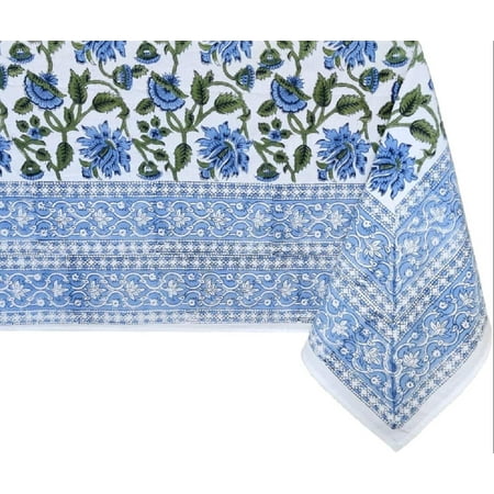 

Taj 100% Cotton Fall Tablecloth Handblock Floral Print Rectangle Table Cloth Linen for Kitchen I Dining Table I Parties Wedding Christmas Thanksgiving I Fall Decor (60 X 108 Inches)