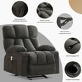 thumbnail image 4 of JONPONY Heated Manual Massage Recliner with Cup Holder, Single Rocker Sofa with Cup Holders for Bedroom Home Theater,Dark Black, 4 of 13
